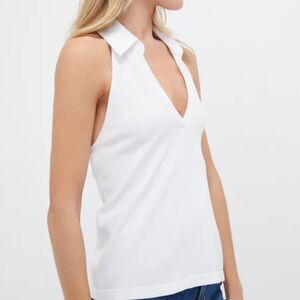 NWT Tuckernuck White Nadia Halterneck Polo top Womens XXL Casual Golf